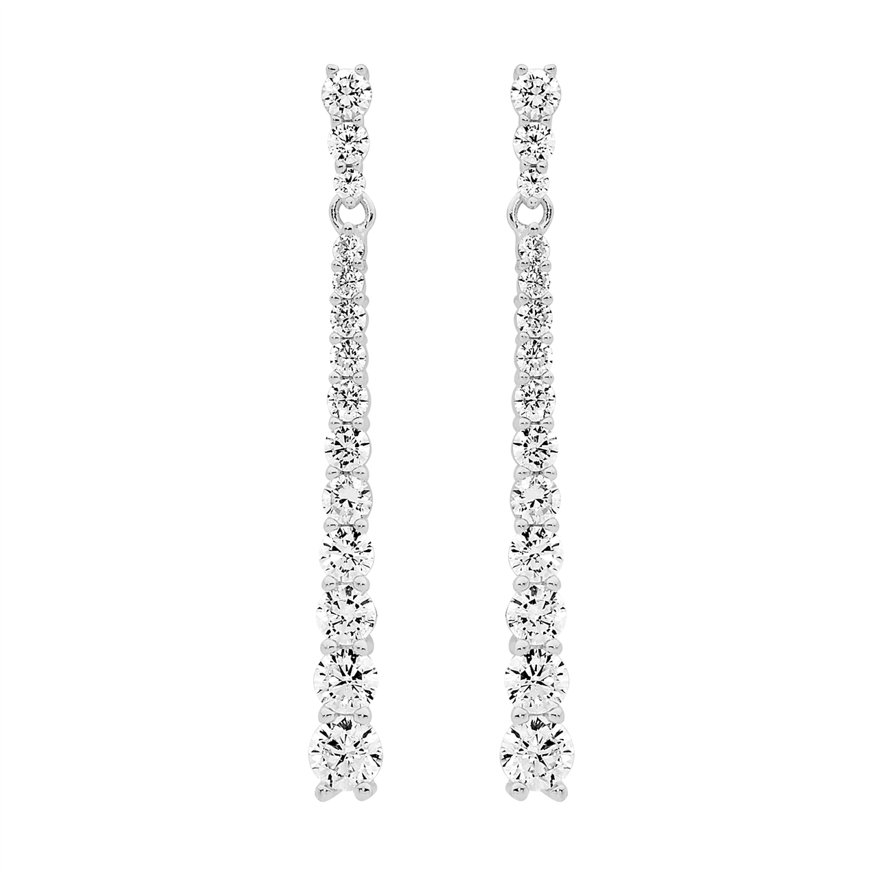 SS round gradual WH CZ drop earrings