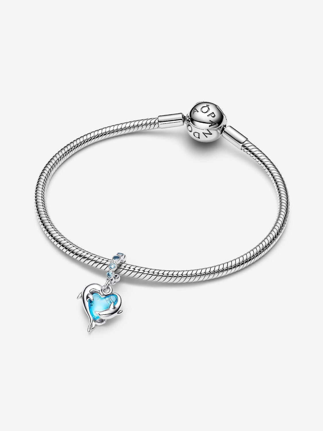 Pandora Blue Murano Glass Dolphins Dangle Charm