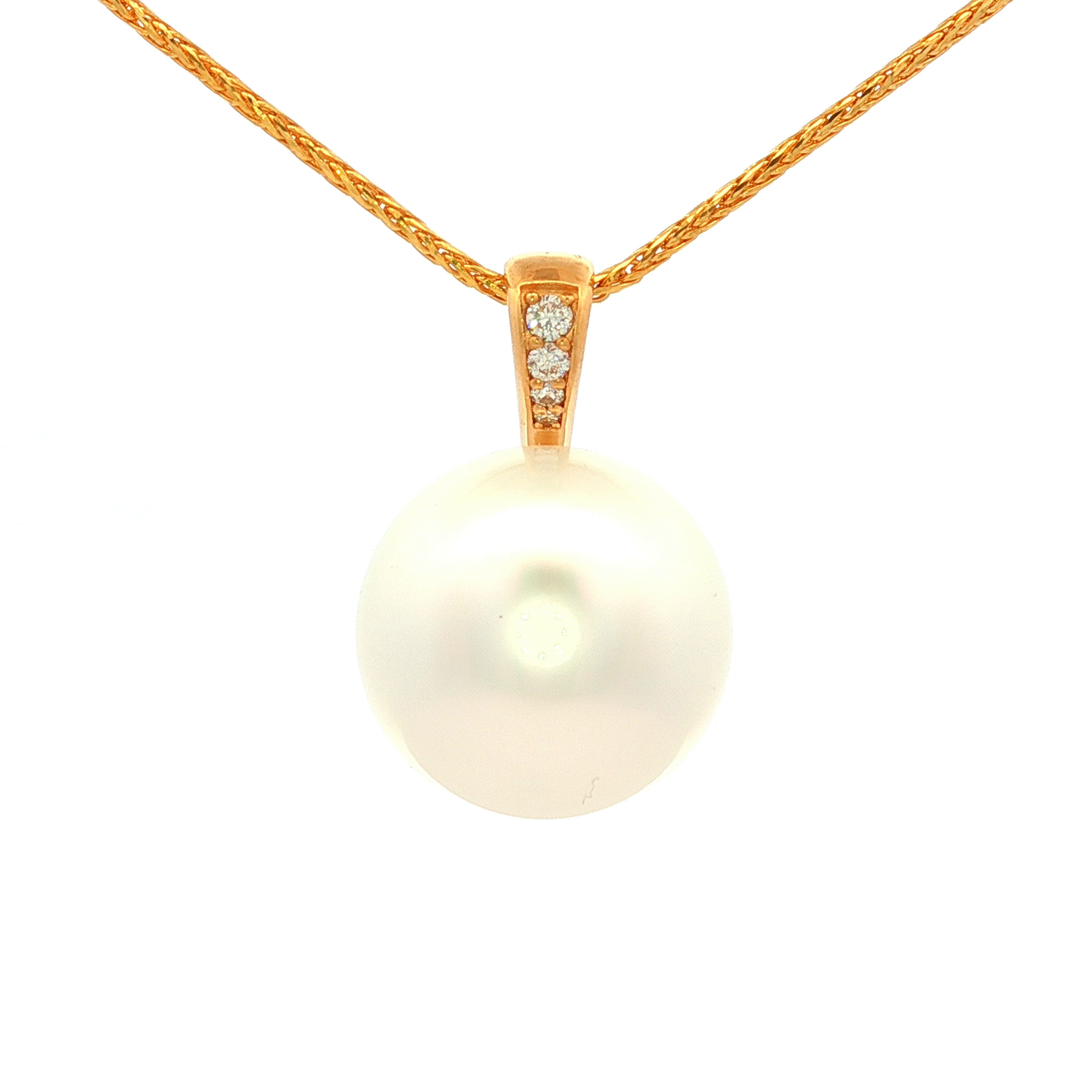 South Sea Pearl and Diamond Pendant in Yellow Gold
