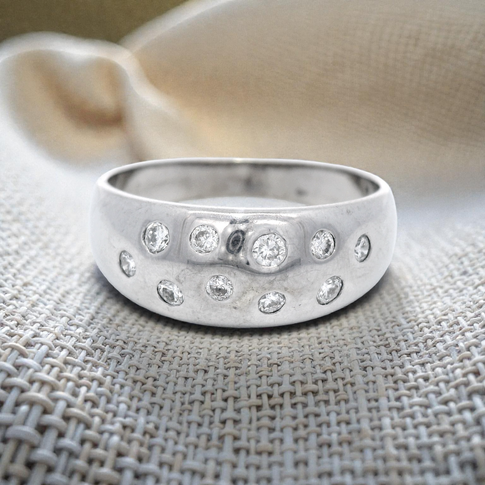 Pressure Set Diamond Slave Ring in White Gold