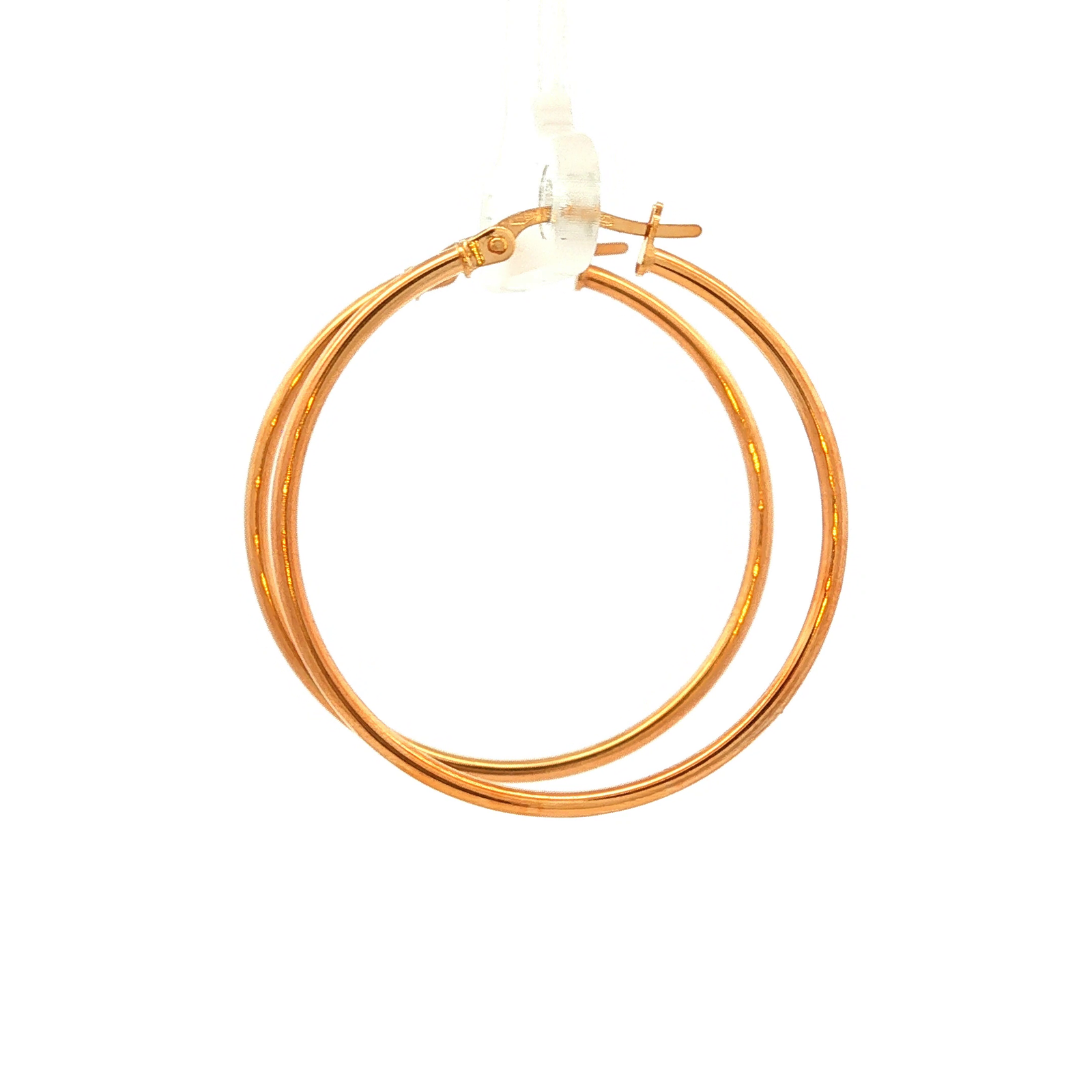 Round Plain Tube Hoop Earring in Yellow Gold
