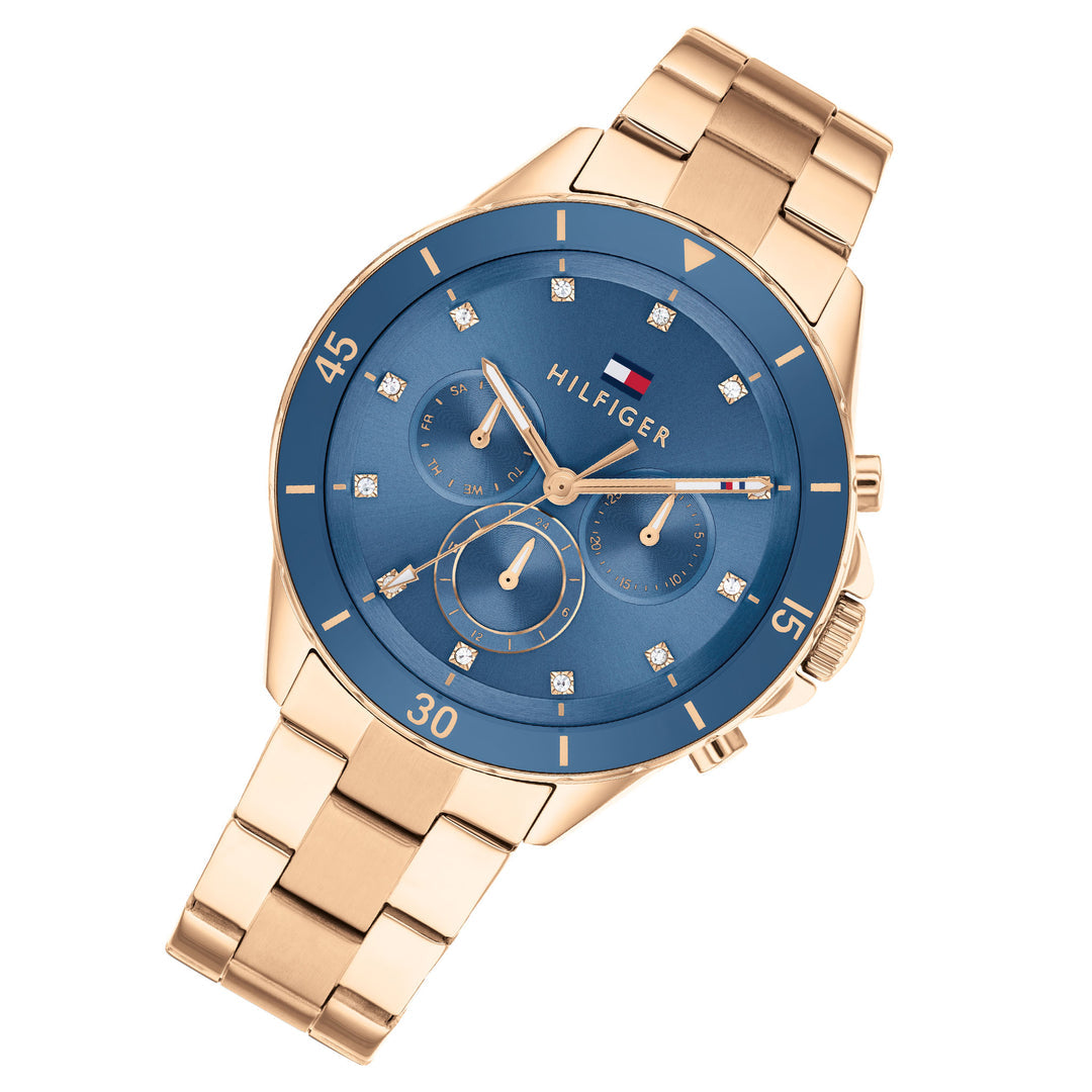 Tommy Hilfiger Gold Steel Blue Dial Multi-function Women's Watch