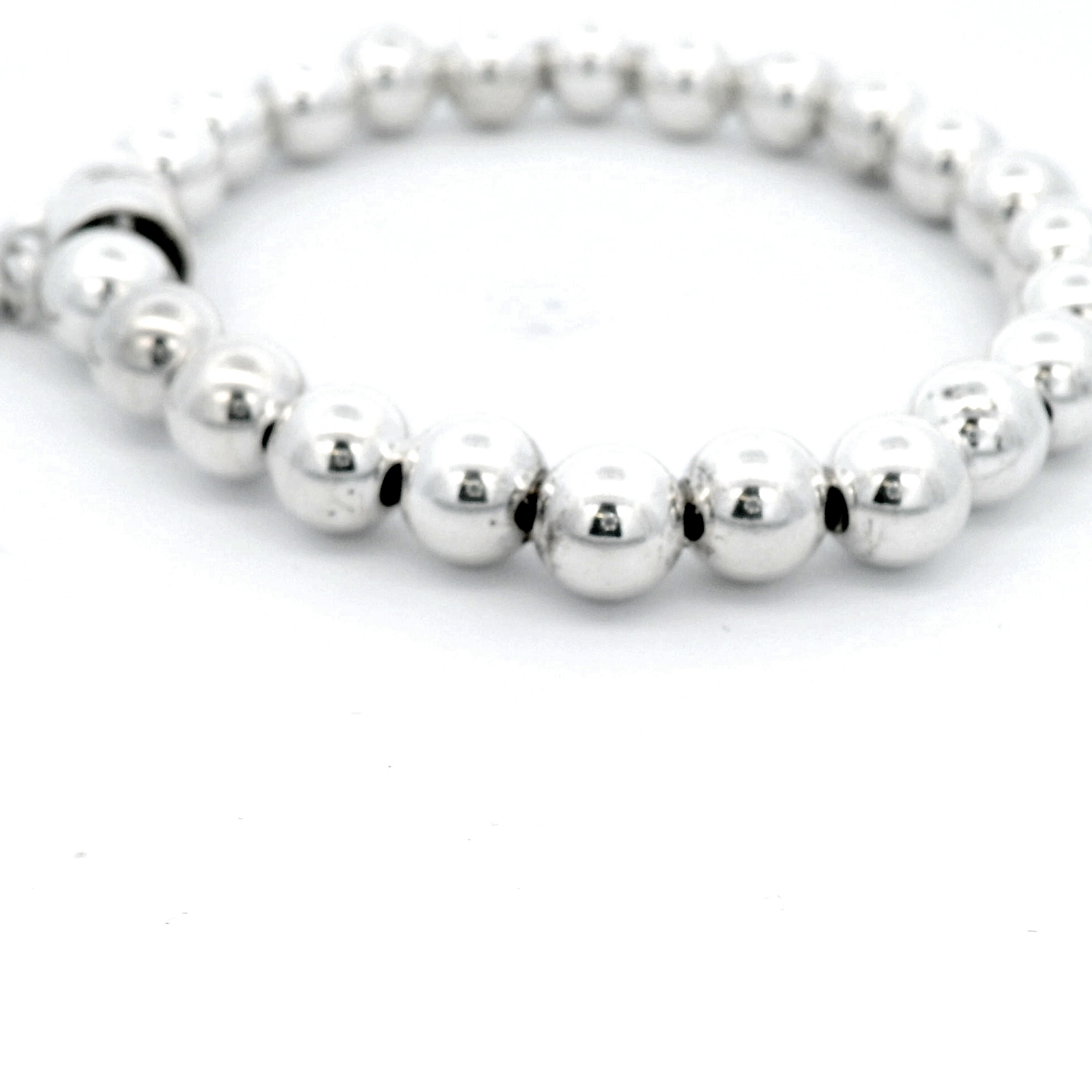 Von Treskow Silver Ball Stretchy Bracelet with Six Pence 1951 Coin