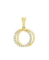 Double Circle Cubic Zirconia Pendant in 9 Carat Yellow Gold