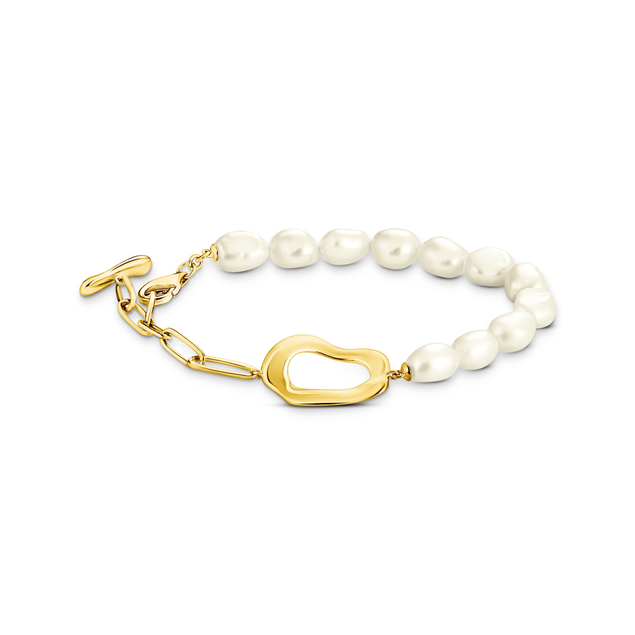 Thomas Sabo Bold Pearl Bracelet In Gold