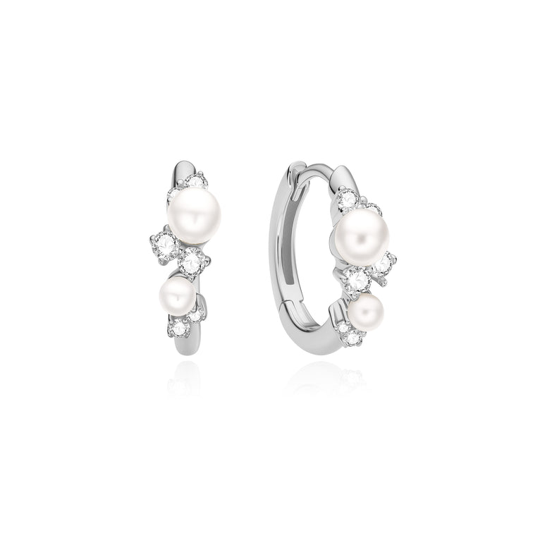 Ania Haie Shell Pearl Cluster Huggie Hoop Earrings