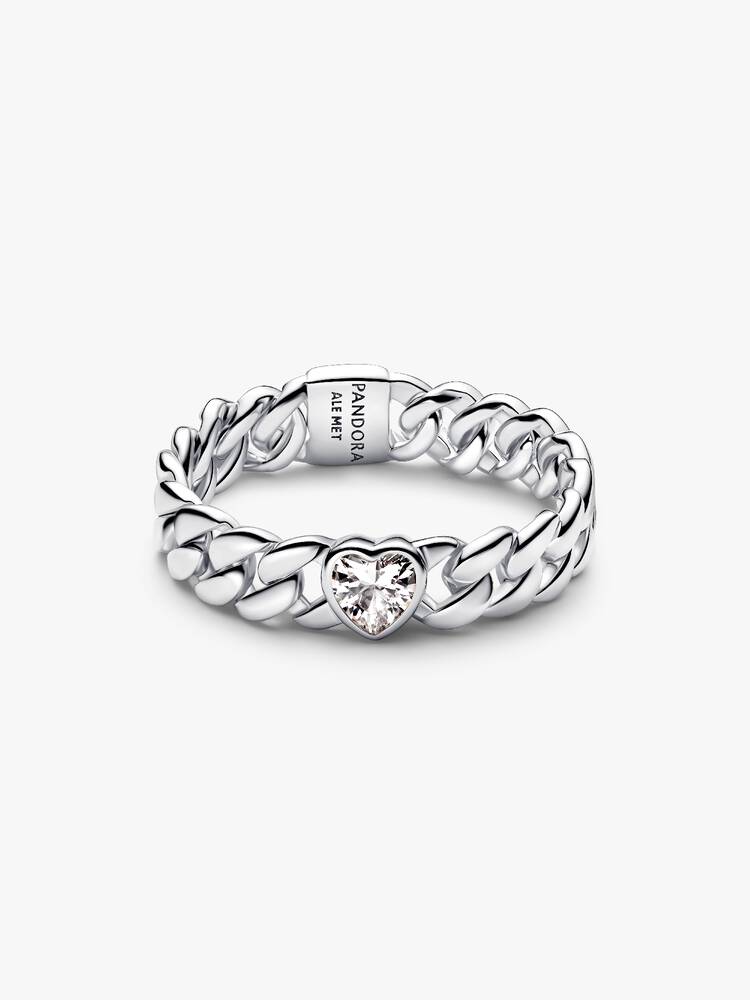 Pandora Heart Cuban Chain Ring