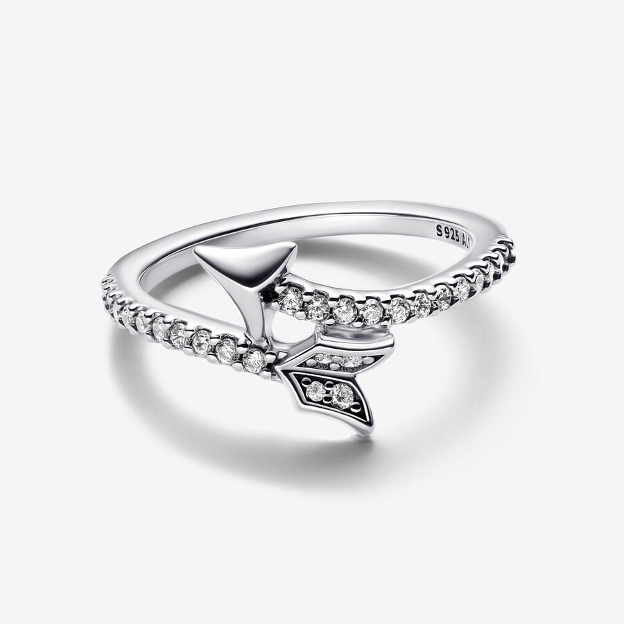 Arrow sterling silver ring with clear cubic zirconia