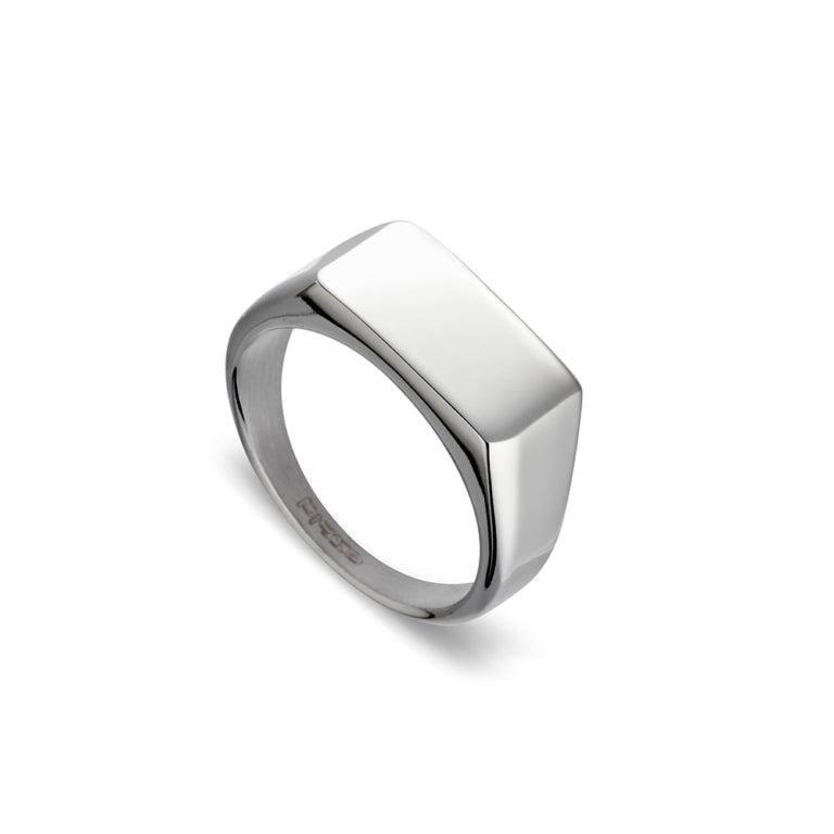 Blaze Stainless Steel Men’S Shiny Silver Narrow Signet Ring