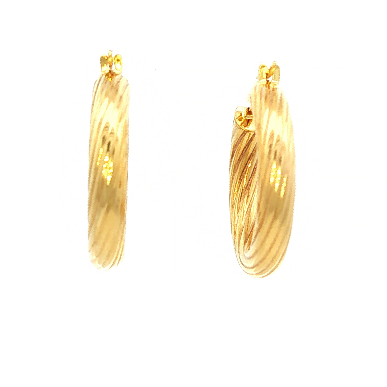 Twist Tube Hoop Earring in Yellow Gold