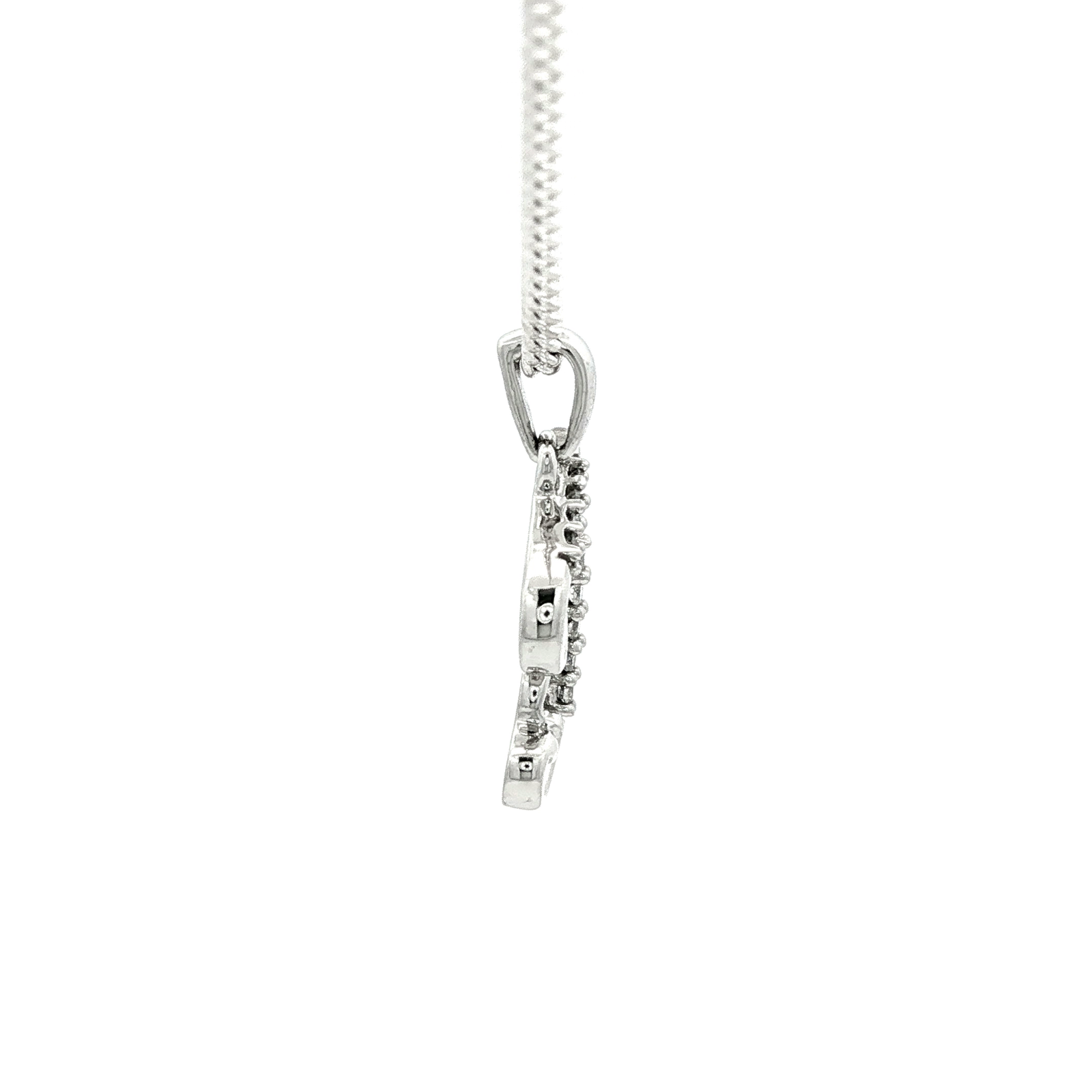 White Gold over Silver Diamond Initial 'H' Charm Necklace