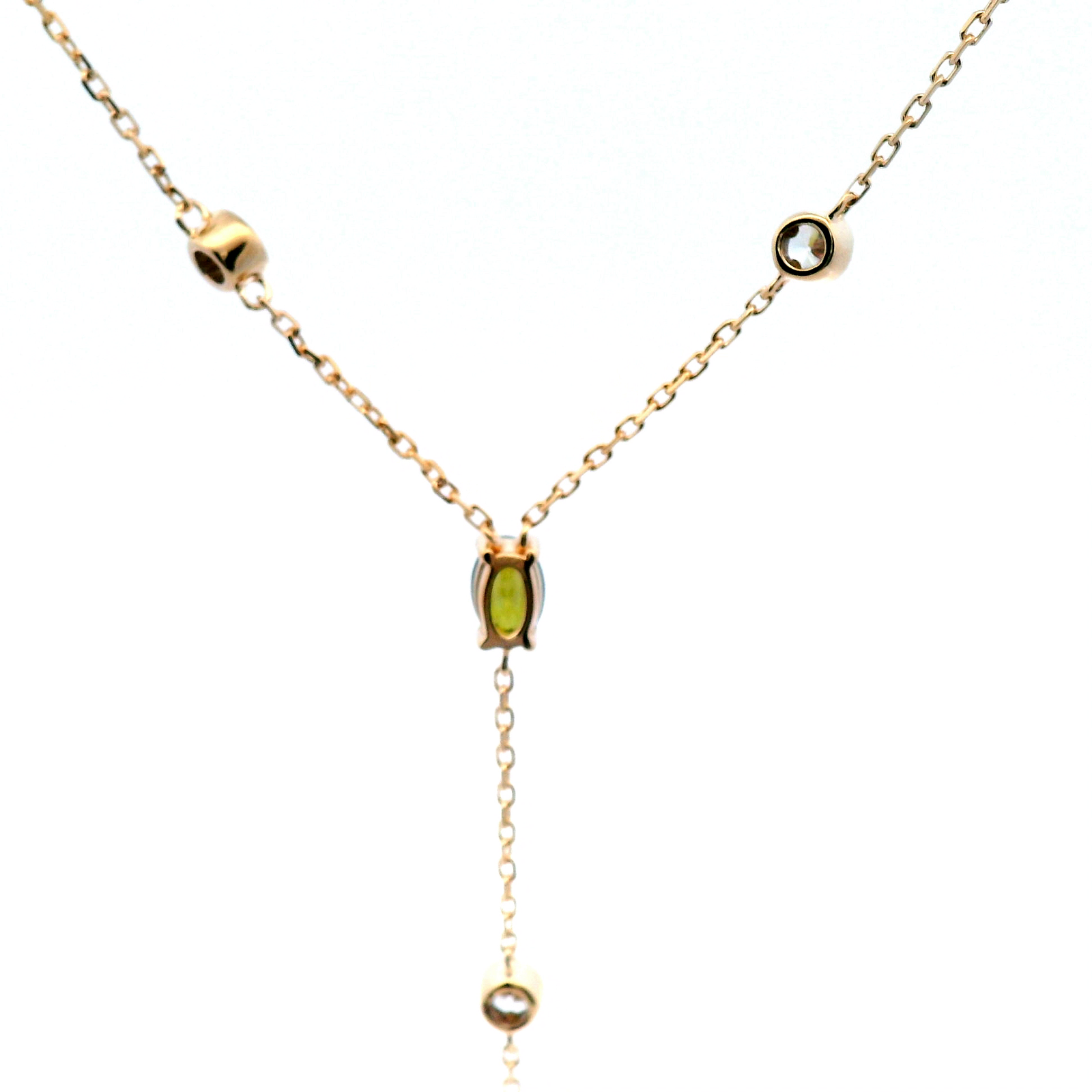 Multi Shape Station Drop Necklace In Yellow Gold