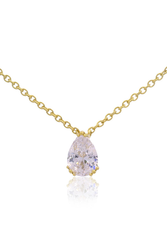 GEORGINI ELEGANT ESSENTIALS 7MM PEAR CUT HIDDEN HALO PENDANT SILVER