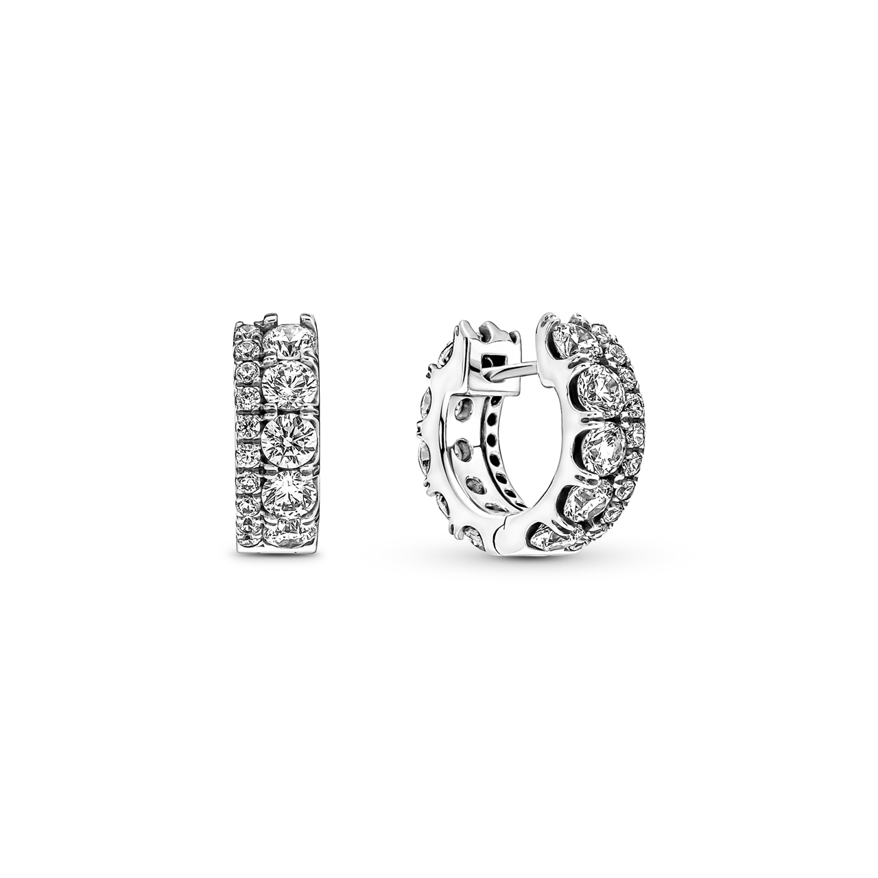 Pandora Double Band Pavé Hoop Earrings