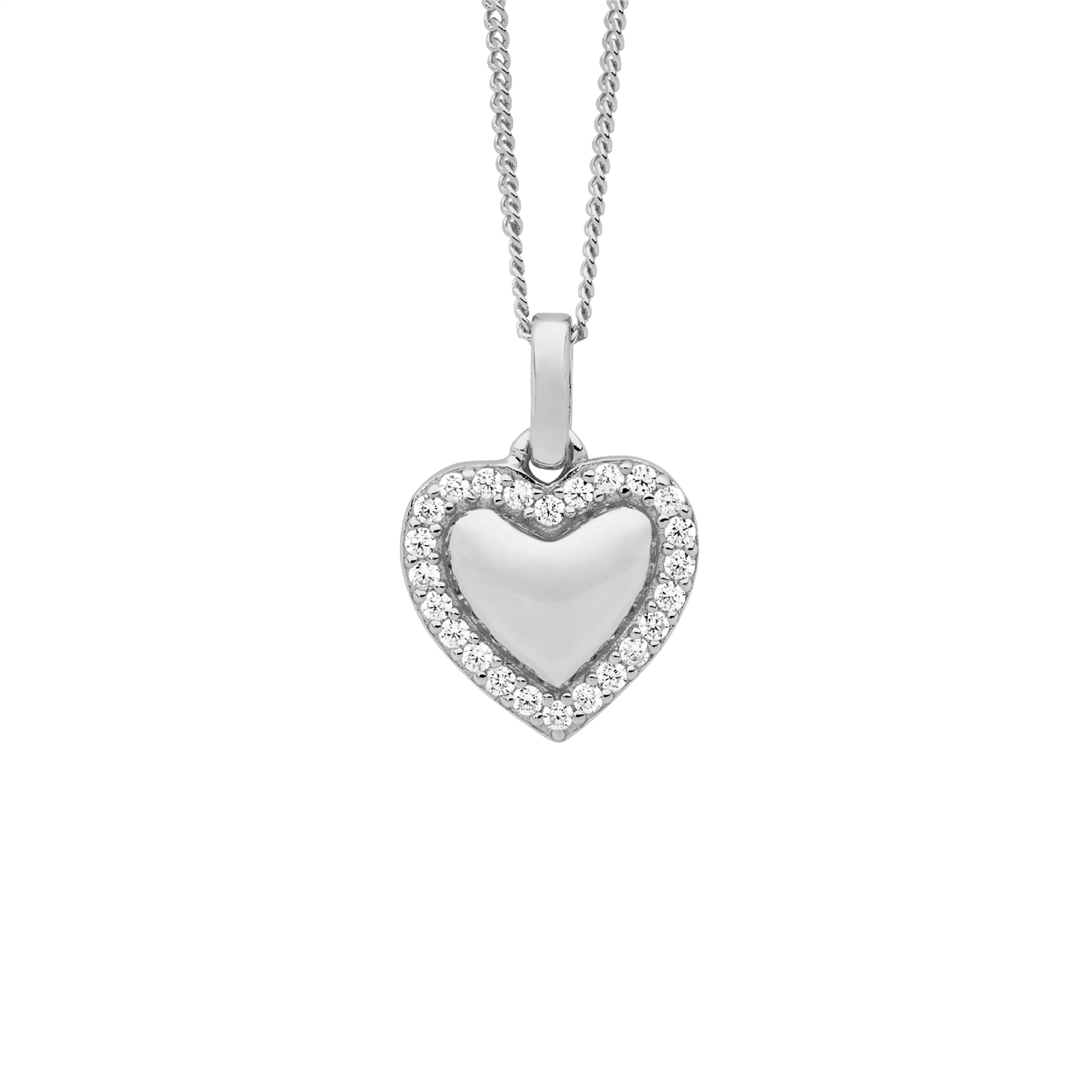 Ellani Heart Pendant Set with Cubic Zirconias