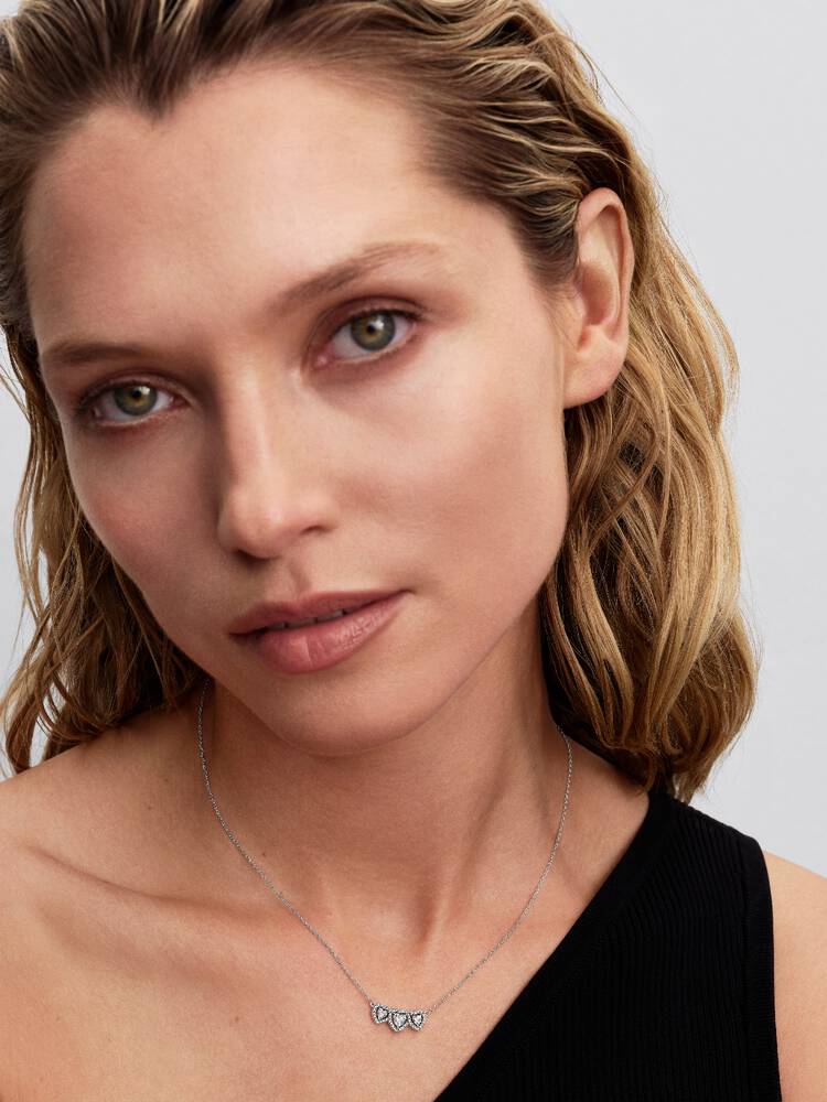 Pandora Halo Heart Trilogy Collier Necklace