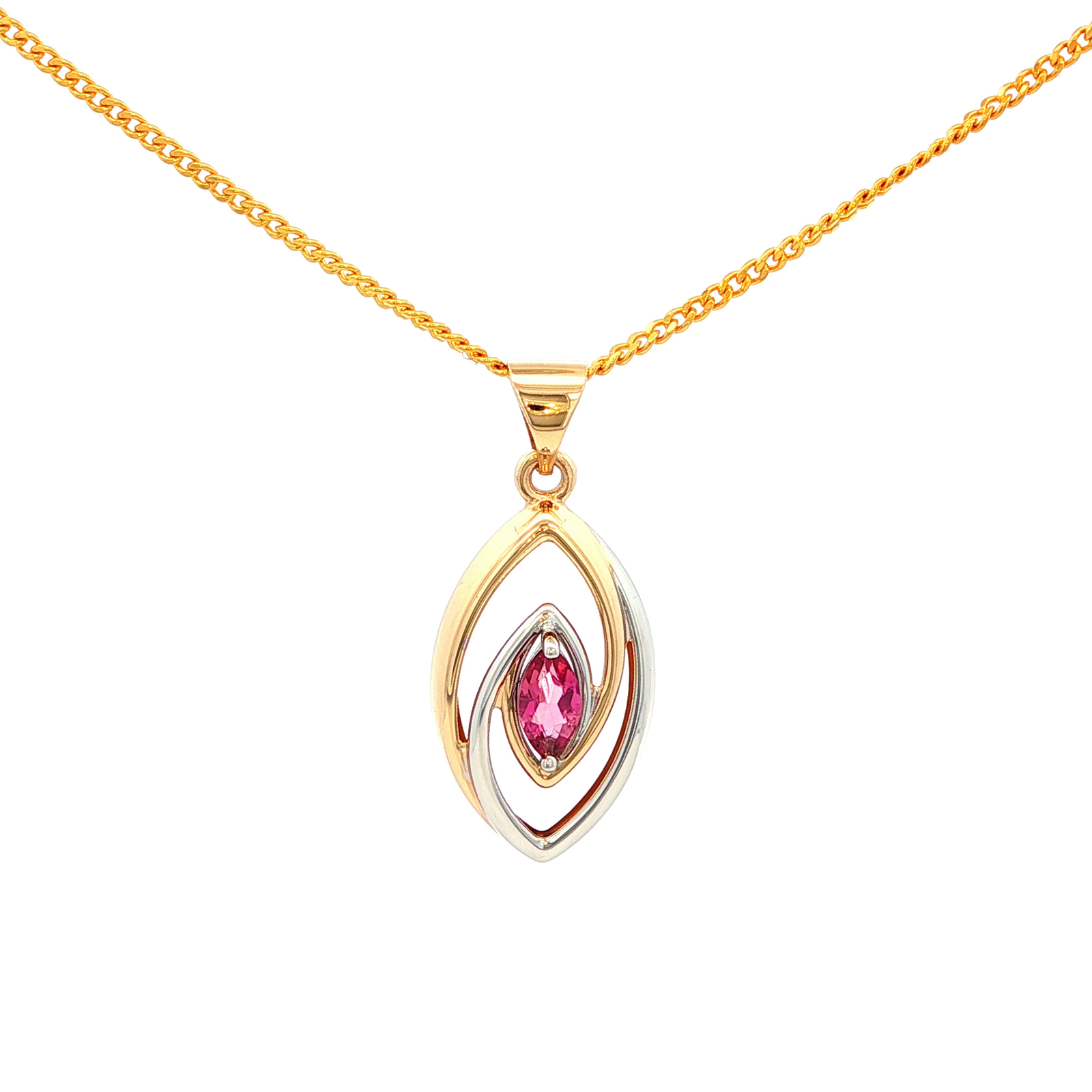 Pink Tourmaline Pendant in Yellow Gold