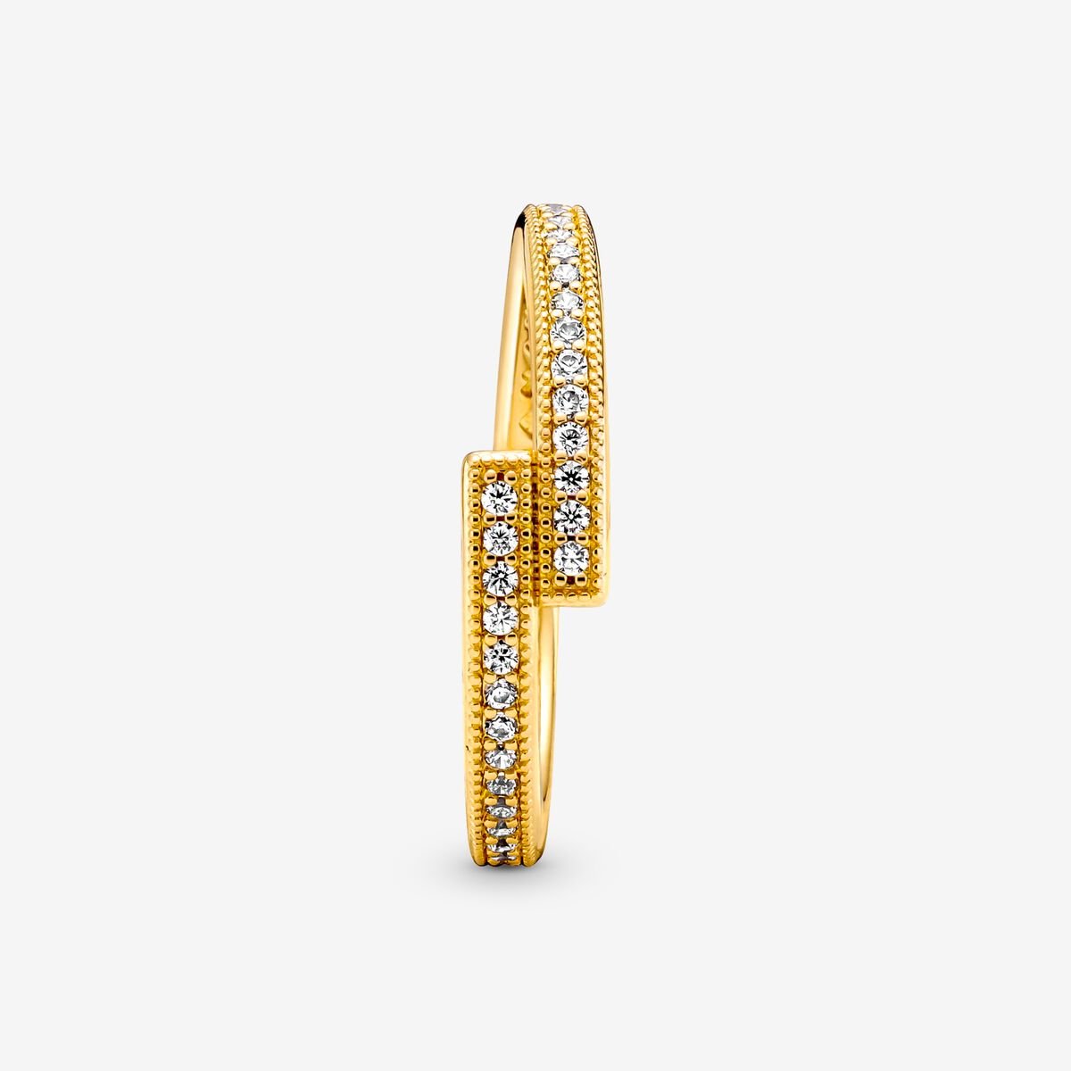 Pandora Shine Sparkling Logo Crossover Ring w Clear CZ