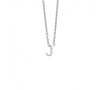 Sterling Silver Necklace with Initial Pendant J
