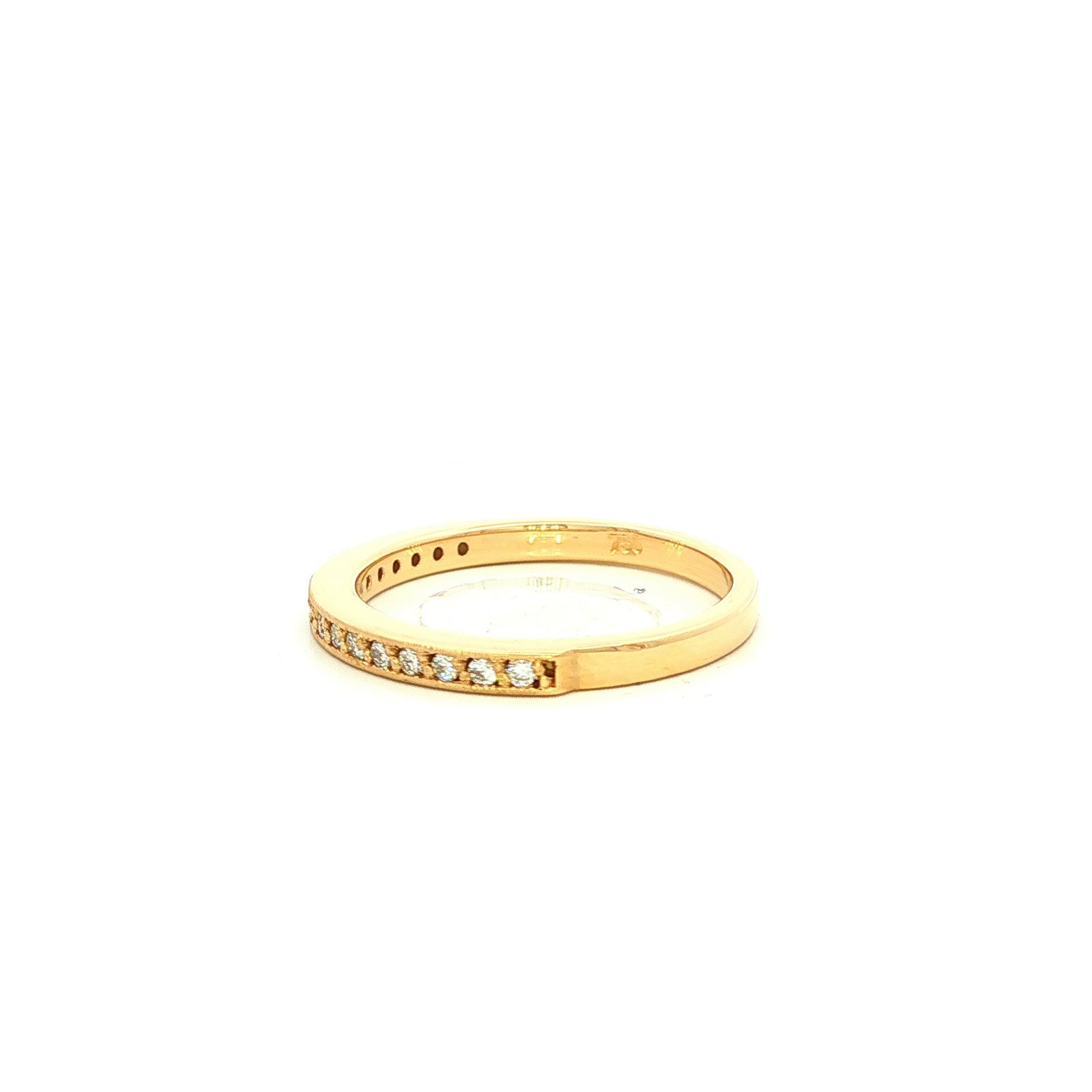 Diamond Channel Set Beaded Band Dress Ring in Yellow Gold
