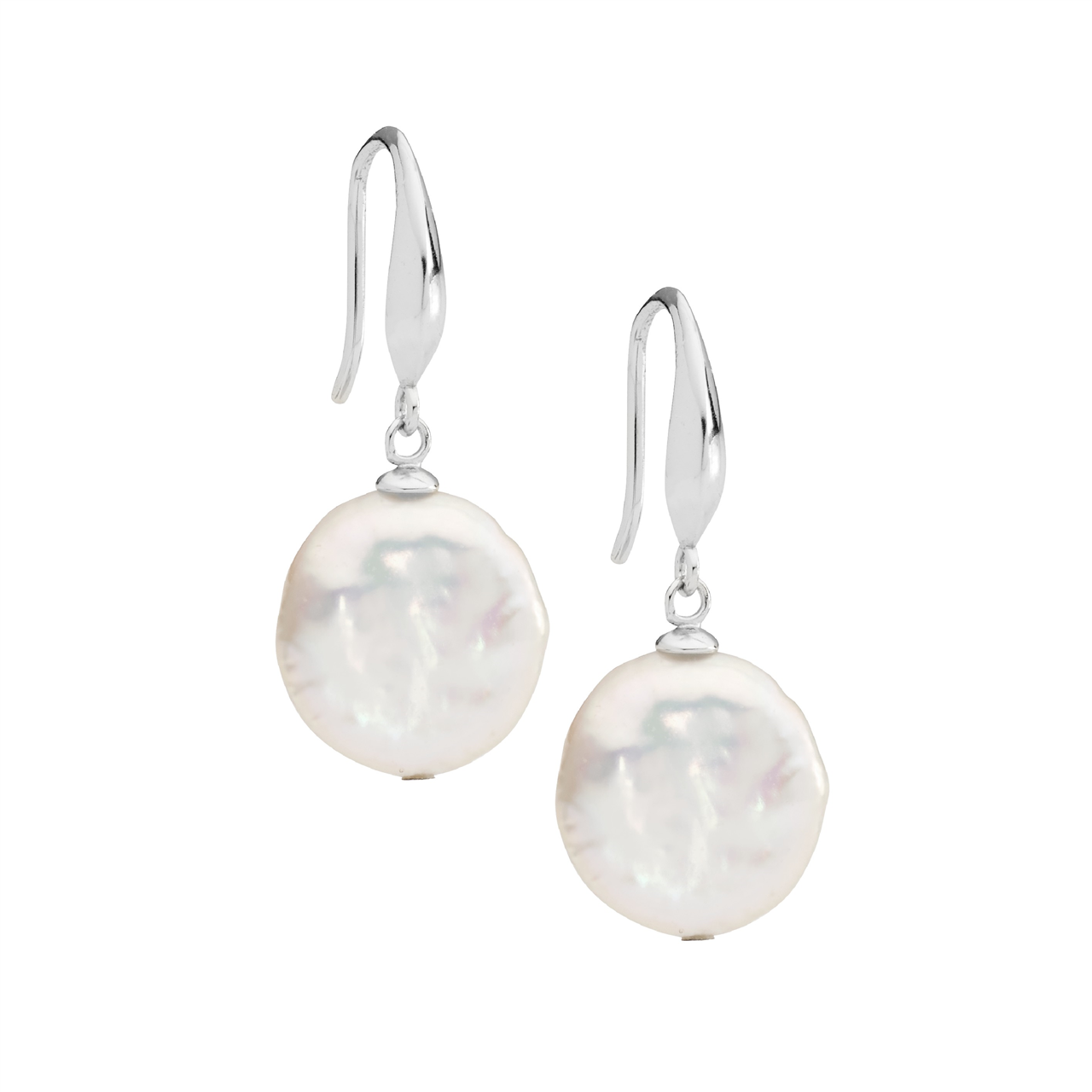Ellani Freshwater Coin Pearl Earrings in Sheperds Hook