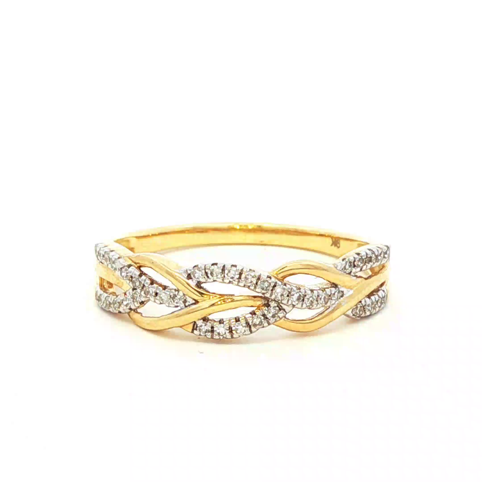 Yellow Gold Band Ring with Round Brilliant Diamonds