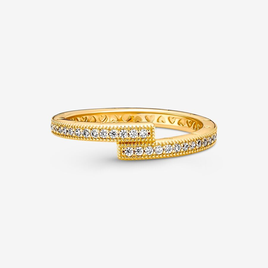 Pandora Shine Sparkling Logo Crossover Ring w Clear CZ