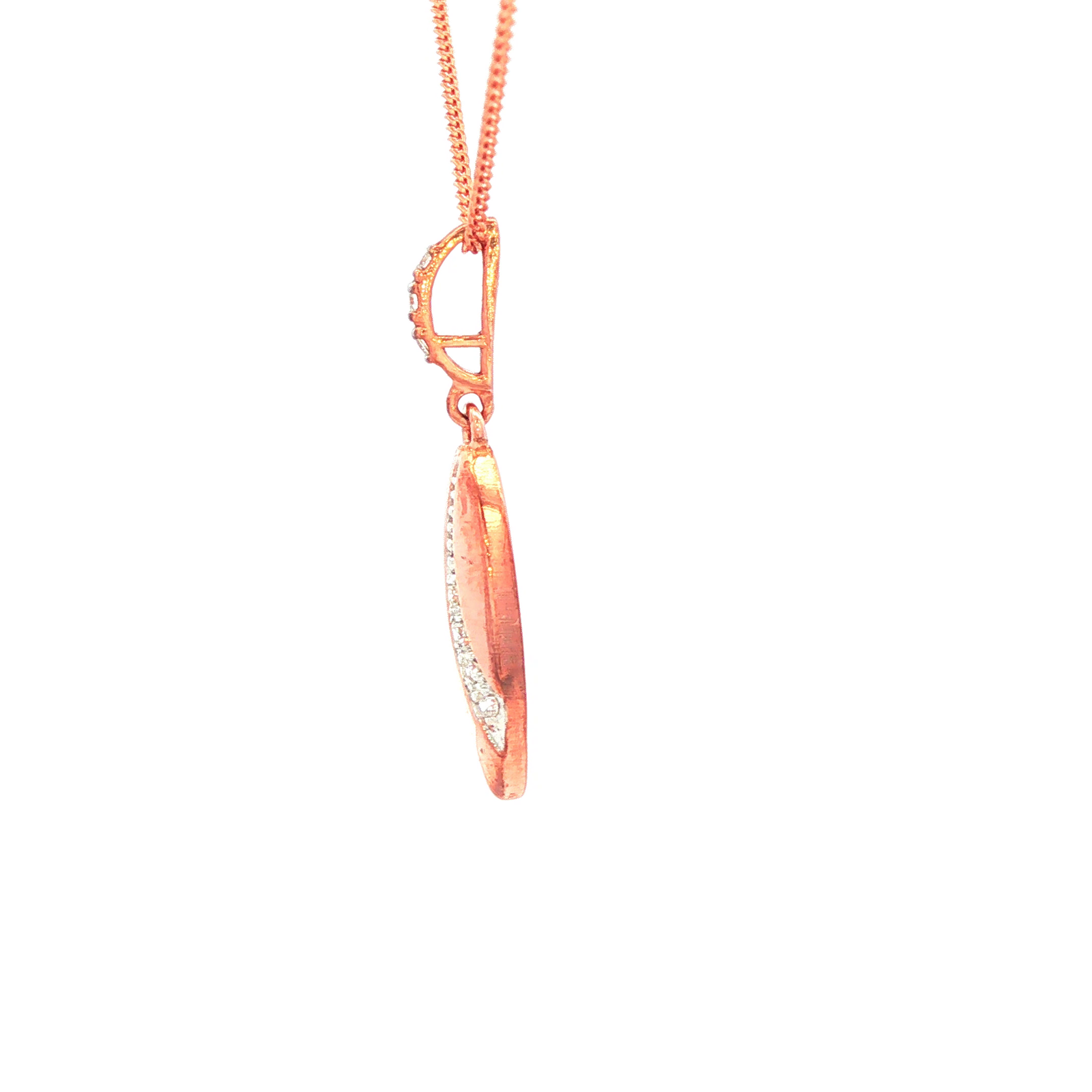 Rose Gold Charm Necklace with Round Brilliant Cut Diamond