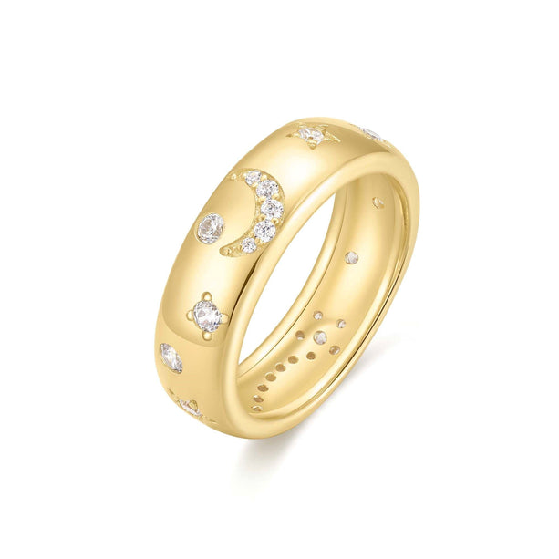 Melodic Gld CZ Celestial Chunky Ring