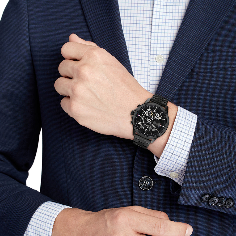 Tommy Hilfiger 'Henry' Black Steel Men's Multi-function Watch