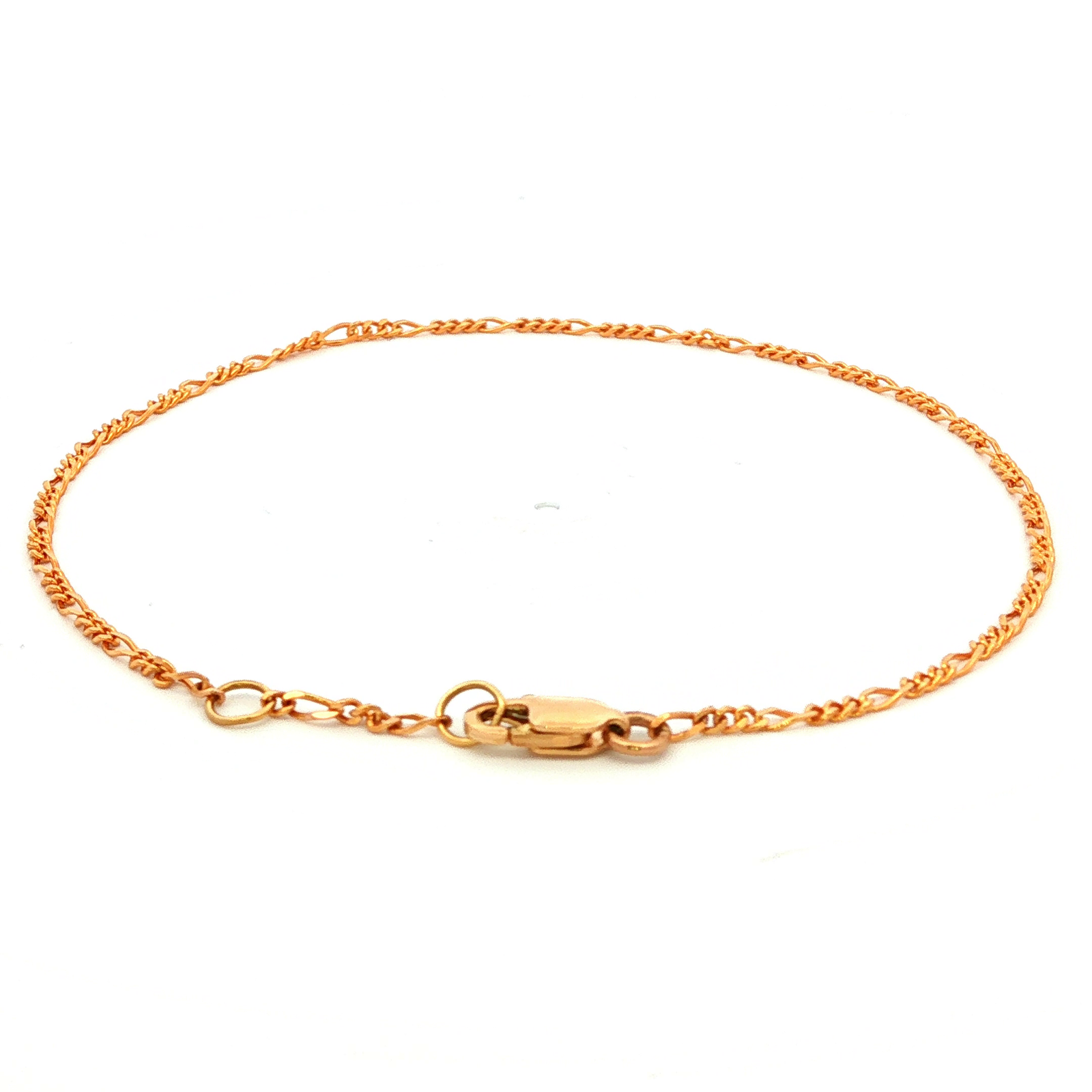 Diamond Cut Curb Figaro Link Bracelet in Yellow Gold