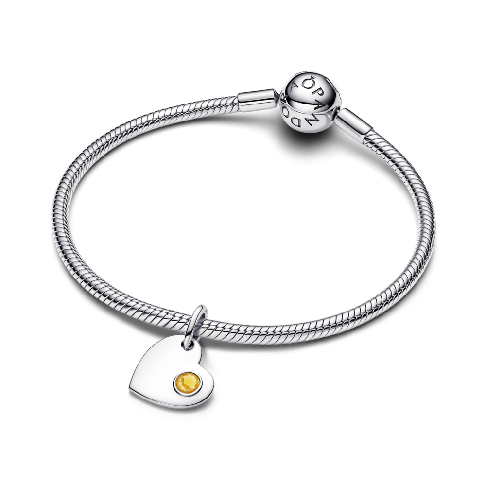 Pandora Engravable Heart Honey Stone Dangle Charm