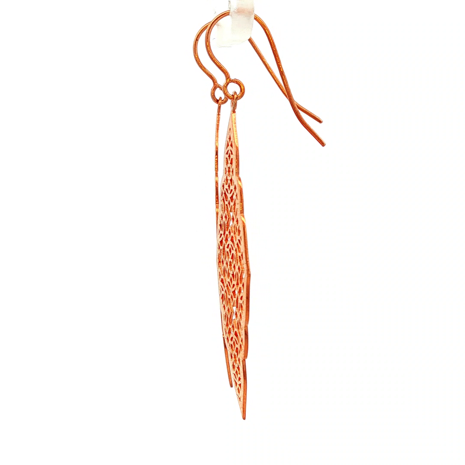 Filigree Flat Drop Earrings in Rose Gold