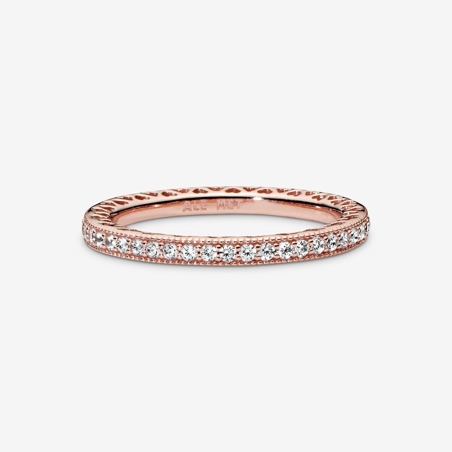 Hearts of PANDORA Silver Ring Band w CZ