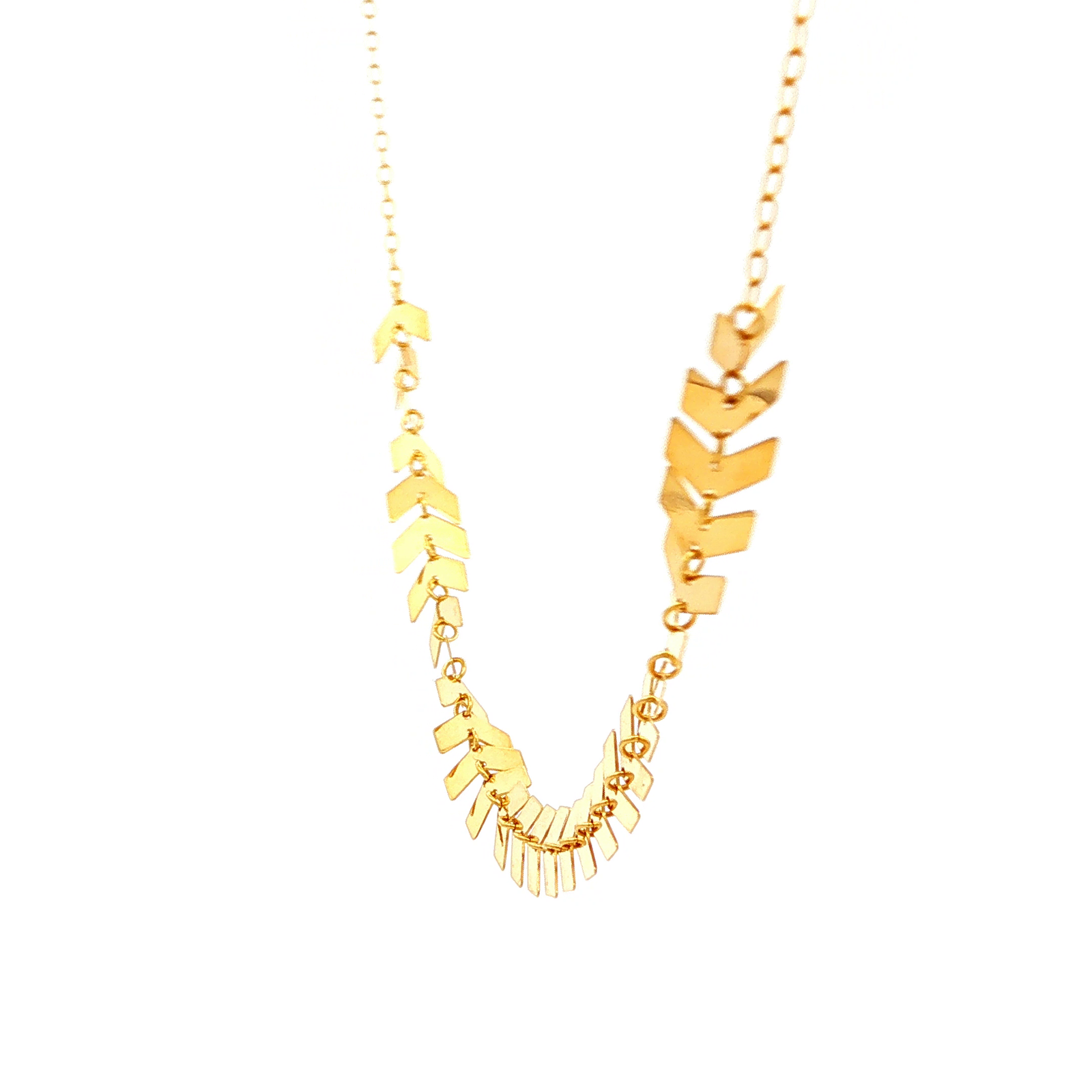 Open Trace Link Fancy Necklace With Flat Arrow Shaped Pendants