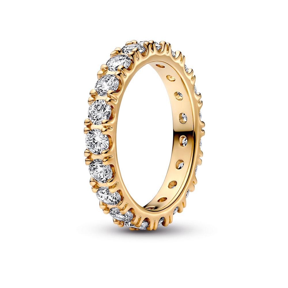 14k Gold-plated ring with clear cubic zirconia