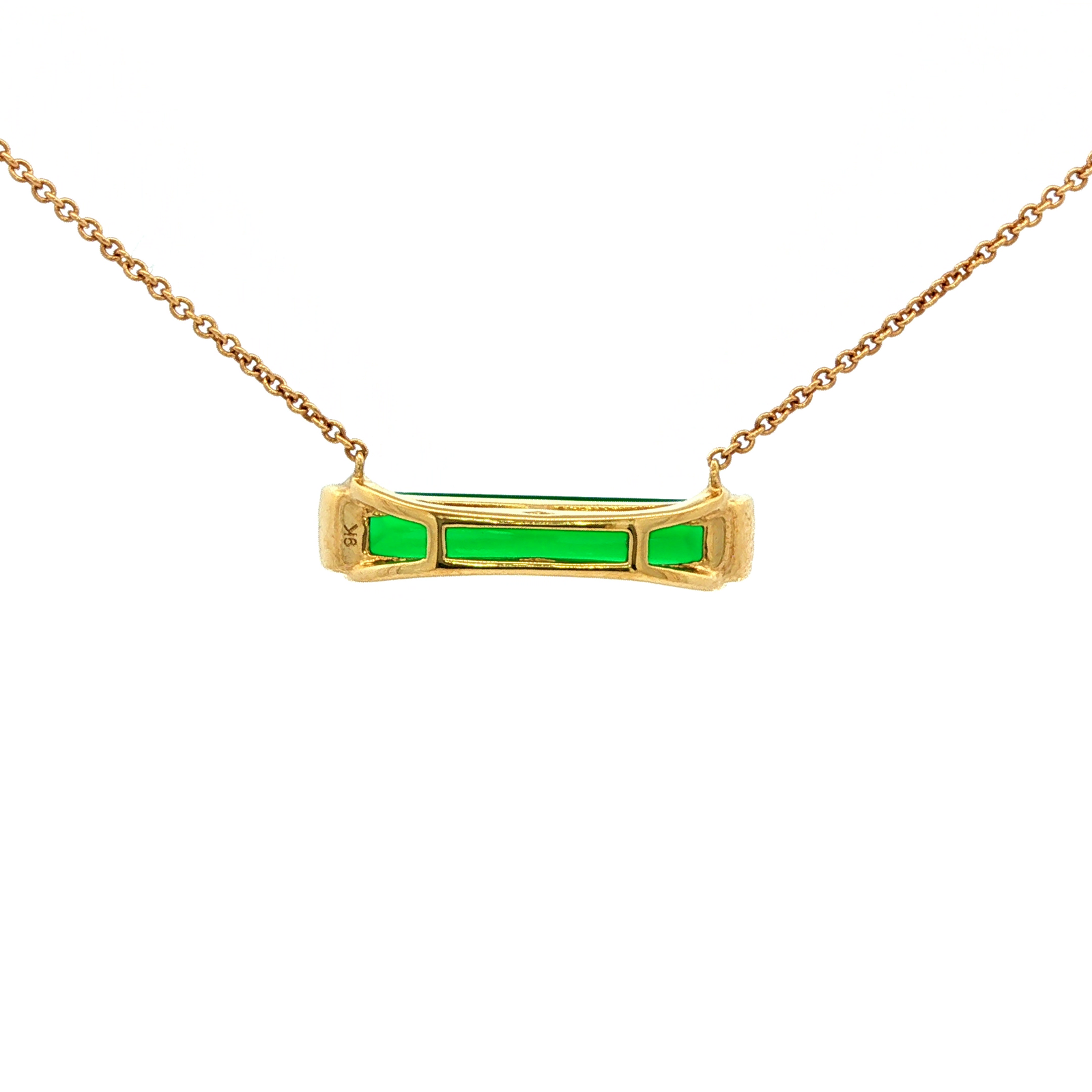 Diamond and Green Onyx Necklace in Yellow Gold