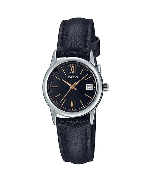 Casio Black Leather Strap Watch