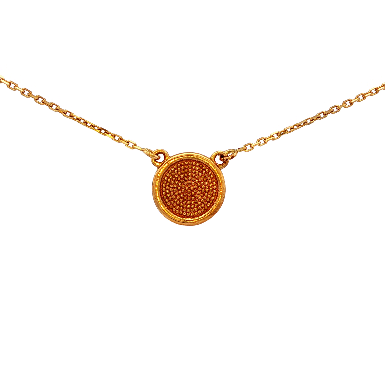 Circle Pressed Opal Bezel Set in Yellow Gold