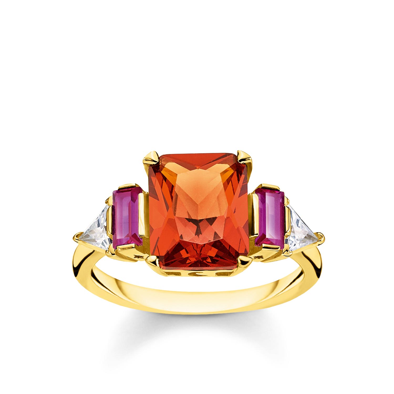 Thomas Sabo Gold Plated Ring with Colourful Stones