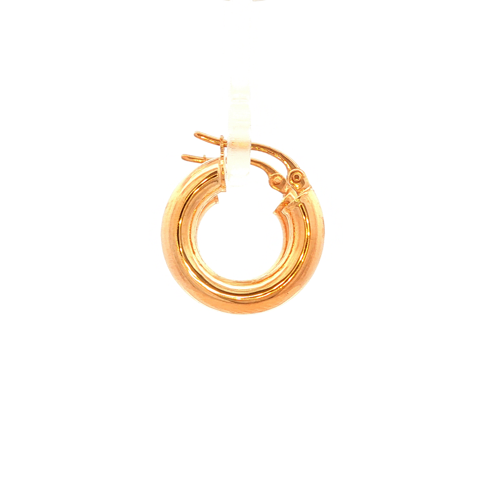 Round Plain Hoop Earring in Yellow Gold