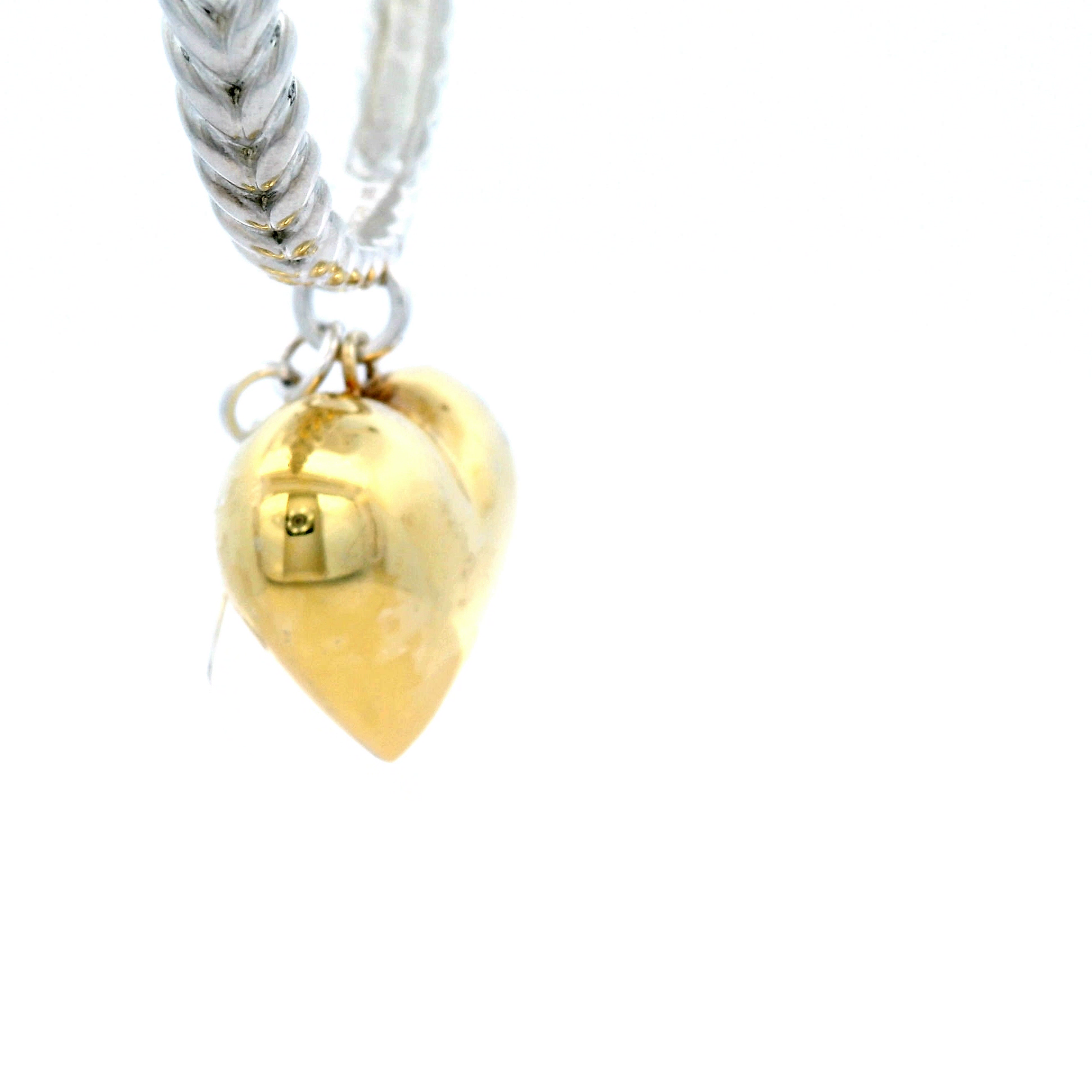 Von Treskow Twisted Solid Bangle with Gold Puff Heart