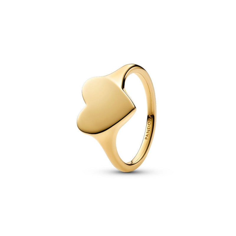 Engravable heart 14k gold-plated ring