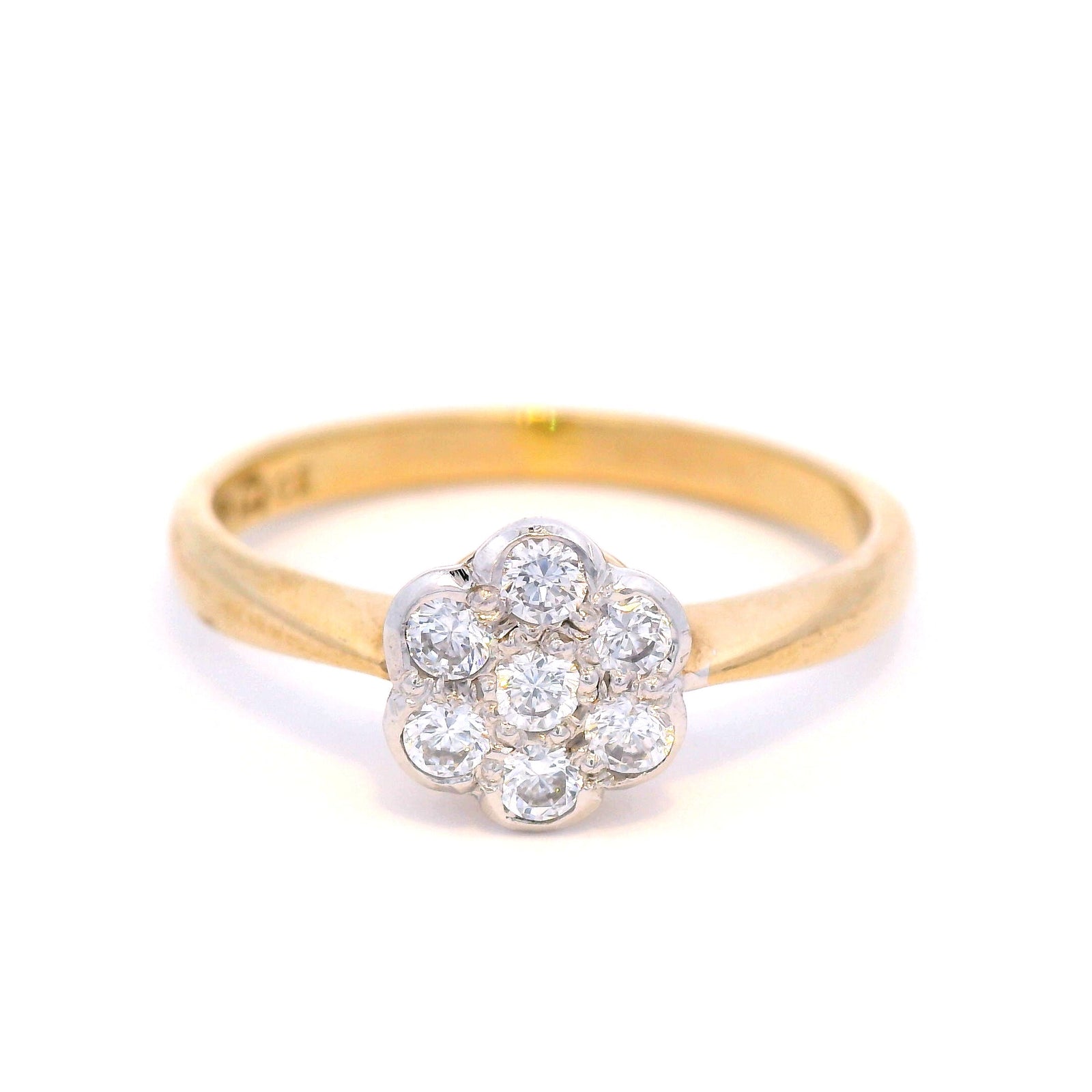 9 Carat Yellow Gold Cubic Zirconia Cluster Dress Ring