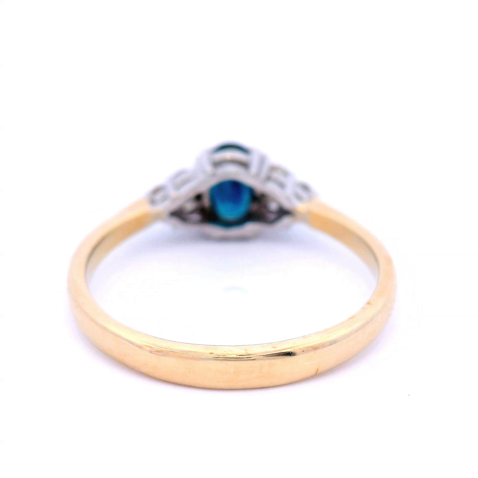Sapphire Oval White Diamond Coloured Stone Ring