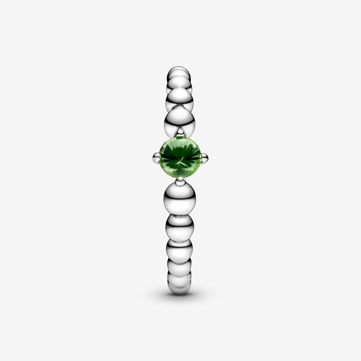 August Spring Green Silver Ring with Man-Made Spring Green Crystal