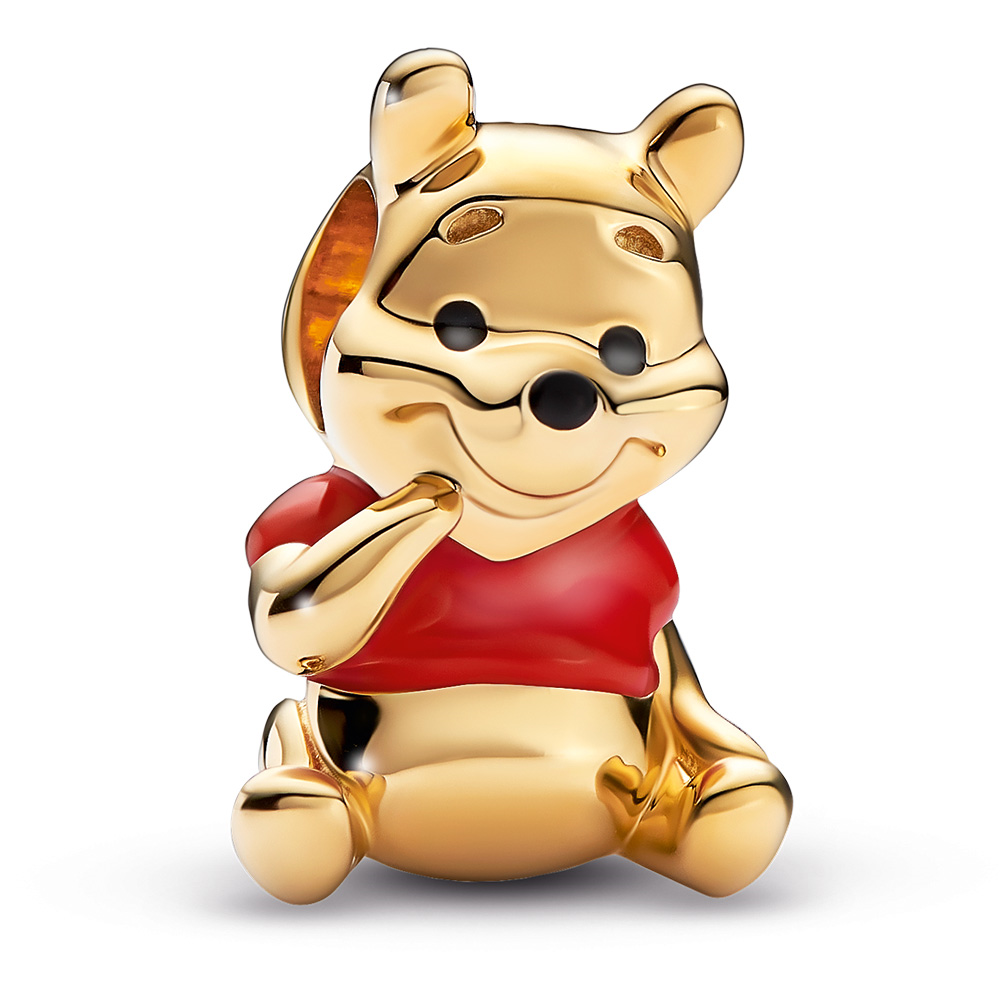 Disney Winnie the Pooh 14k gold-plated charm with red and black enamel