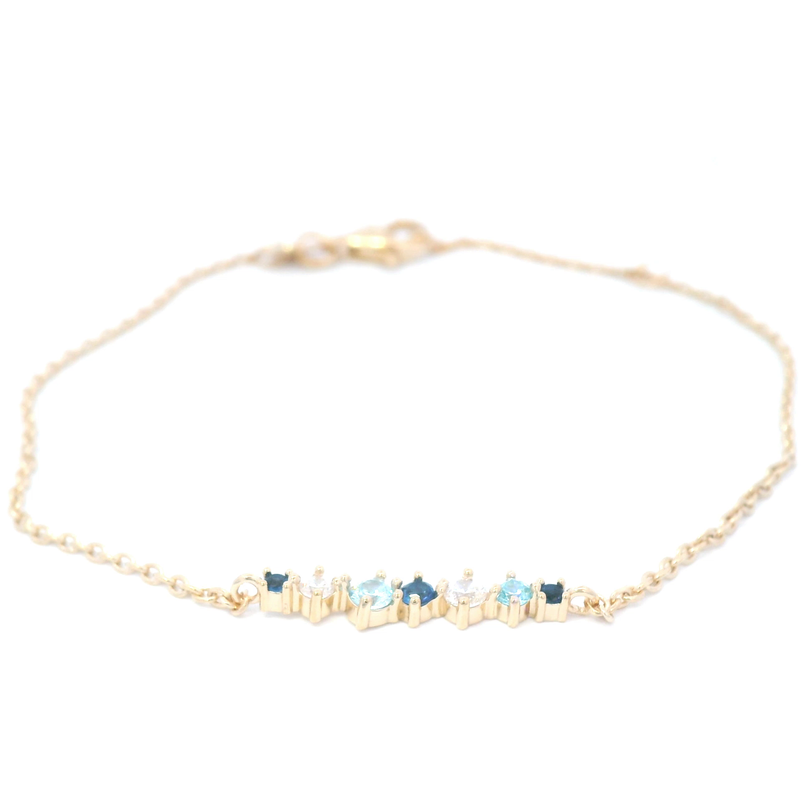 White And Blue Multi Stone Bracelet In Yellow Gold