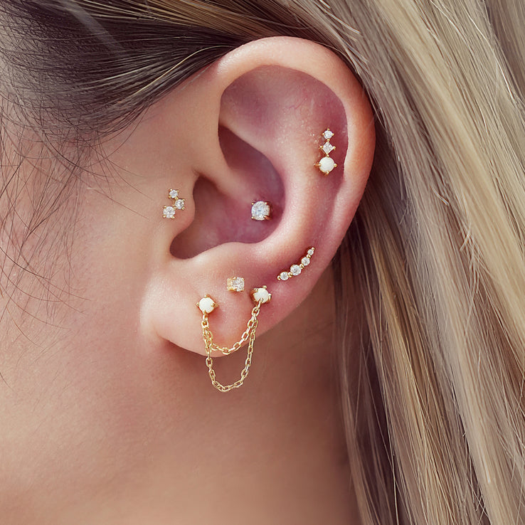 Ania Haie Bezel Beaded Stone Stud Earrings