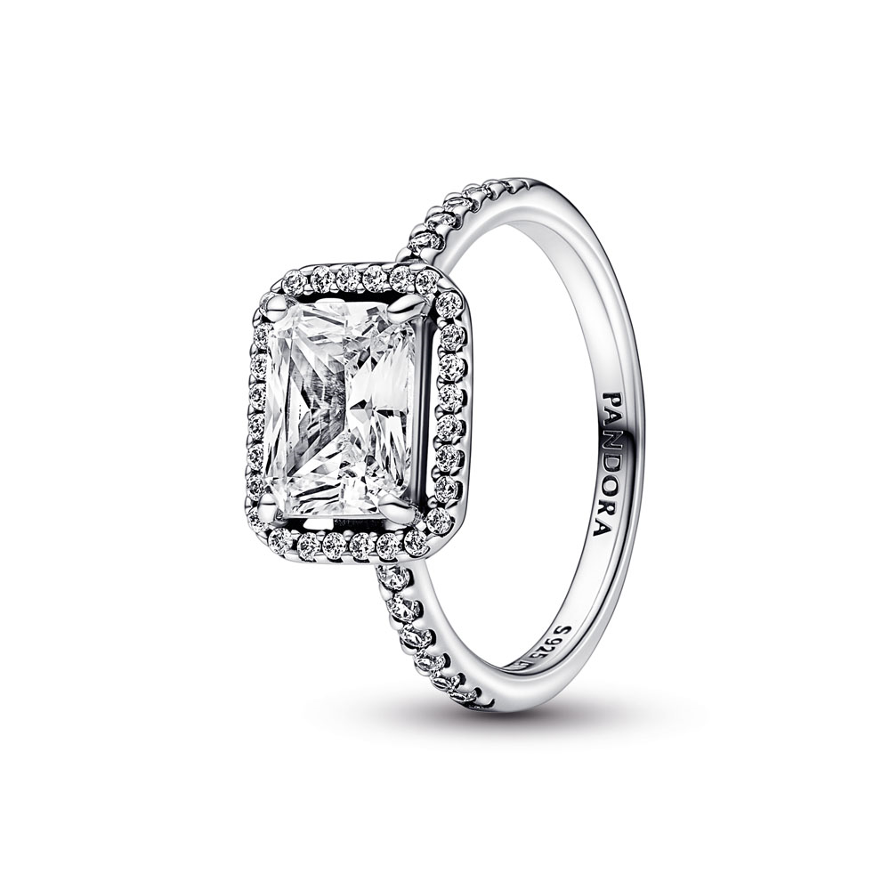 Sterling silver ring with clear cubic zirconia